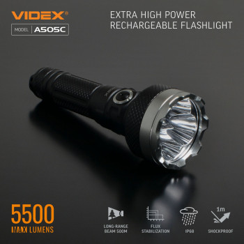 LED Portable Flashlight VIDEX VLF-A505C 5500Lm 5000K