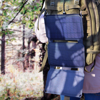 Portable solar charger VIDEX VSO-F515UU 15W, panel Mono+ETFE (2 USB ports), size 252x165x28mm (opened size 252x495x19mm), IP68, weight 450g