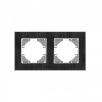 Frame black aluminum 2 gang horizontal VIDEX BINERA VF-BNFRA2H-B