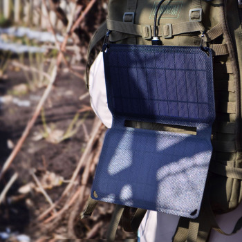 Portable solar charger VIDEX VSO-F510U 10W, panel Mono+ETFE (1 USB port), size 252x163x17mm (opened size 252x325x14mm), IP68, weight 300g