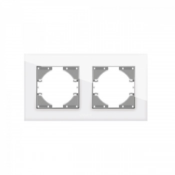Frame white glass 2 gang horizontal VIDEX BINERA VF-BNFRG2H-W