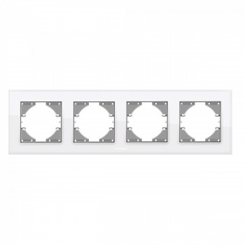 Frame white glass 4 gang horizontal VIDEX BINERA VF-BNFRG4H-W