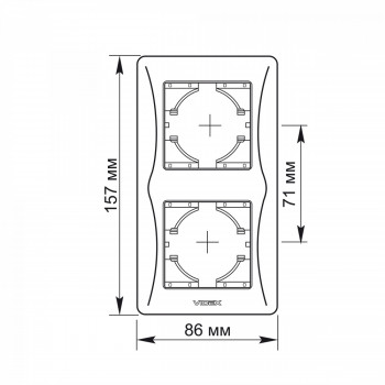 Frame white 2 gang vertical VIDEX BINERA VF-BNFR2V-W