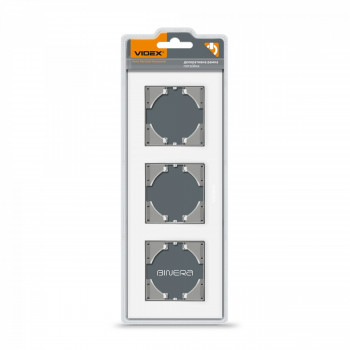 Frame white glass 3 gang horizontal VIDEX BINERA VF-BNFRG3H-W