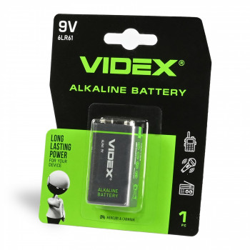 Alkaline battery Videx 6LR61/9V (Krona) 1pcs BLISTER 9V, 600mAh