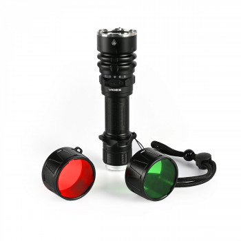 LED Portable Flashlight Tactical (Red/Green light filters) VIDEX VLF-AT265 2000Lm 6500K