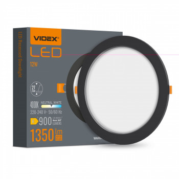 LED Recessed Downlight VIDEX DOWNLIGHT-LED-DLBR-124-BLACK-12W-NW VLE-DLBR-124B