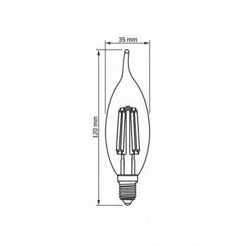 LED Bulb VIDEX-E14-C35-6W-FIL-FLAME-AMBER-WW
