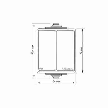 IP65 Switch 2gang 1 way, surface mounting, Gray VIDEX BINERA VF-BNW12-G