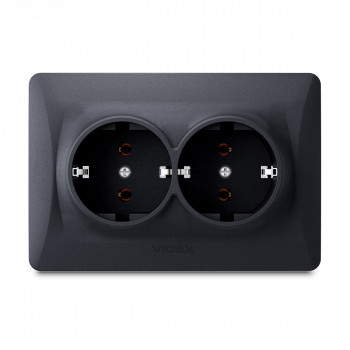 Socket double schuko black graphite VIDEX BINERA VF-BNSK2G-BG