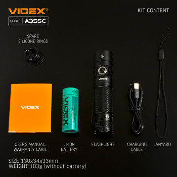 LED Portable Flashlight VIDEX VLF-A355C 4000Lm 5000K