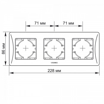 Frame white 3 gang horizontal VIDEX BINERA VF-BNFR3H-W