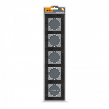Frame black aluminum 5 gang horizontal VIDEX BINERA VF-BNFRA5H-B