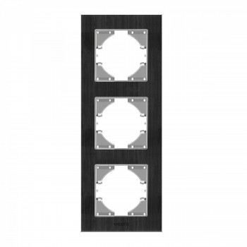 Frame black Aluminum 3 gang vertical VIDEX BINERA VF-BNFRA3V-B