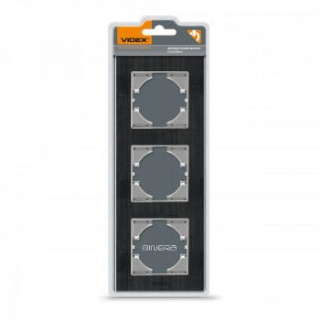 Frame black Aluminum 3 gang vertical VIDEX BINERA VF-BNFRA3V-B