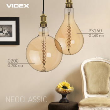 LED Bulb VIDEX-E27-G200-8W-FIL-DIM-SPIRAL-AMBER-WW1