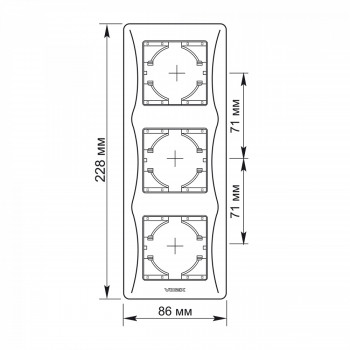 Frame white 3 gang vertical VIDEX BINERA VF-BNFR3V-W