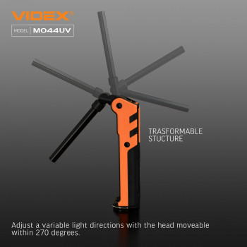 Multipurpose Rechargeable LED Flashlight (switching between Red and UV light) VIDEX VLF-M044UV