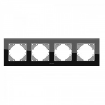 Frame black glass 4 gang horizontal VIDEX BINERA VF-BNFRG4H-B