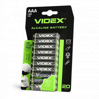 Alkaline battery VIDEX LR6/AA 20pcs Blister Card 1,5V, 2600mAh