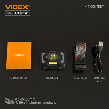 LED Headlamp VIDEX VLF-H025C 310Lm 5000K