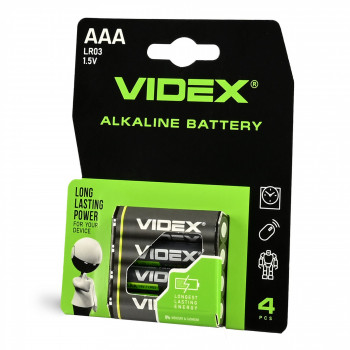 Alkaline battery Videx LR03/AAA 4pcs Blister Card 1,5V, 1200mAh