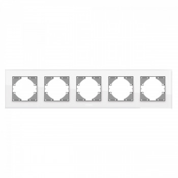 Frame white glass 5 gang horizontalя VIDEX BINERA VF-BNFRG5H-W