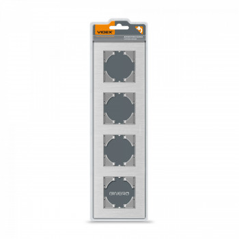 Frame silver aluminum 4 gang horizontal VIDEX BINERA VF-BNFRA4H-SL