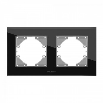Frame black glass 2 gang horizontal VIDEX BINERA VF-BNFRG2H-B
