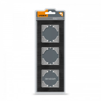 Frame black aluminum 3 gang horizontal VIDEX BINERA VF-BNFRA3H-B