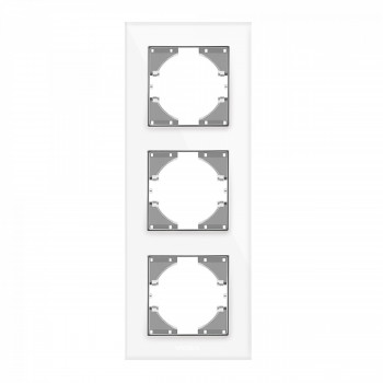 Frame white glass 3 gang vertical VIDEX BINERA VF-BNFRG3V-W