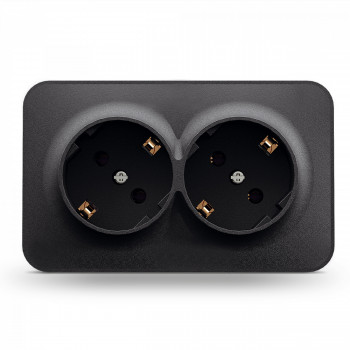 IP20 Double schuko socket, surface mounting, black graphite VIDEX BINERA VF-BNS22G-BG