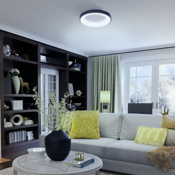 LED DIMMABLE PENDANT LUMINAIRE WITH REMOTE CONTROL VIDEX LED-EDGE-RC-RGB-72W-BLACK VLE-ERC-RGB-72B