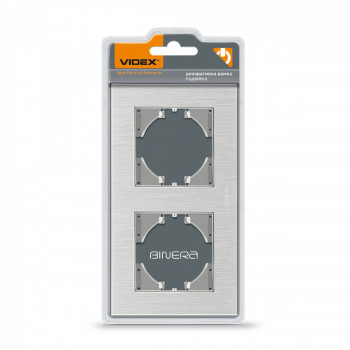 Frame silver aluminum 2 gang vertical VIDEX BINERA VF-BNFRA2V-SL