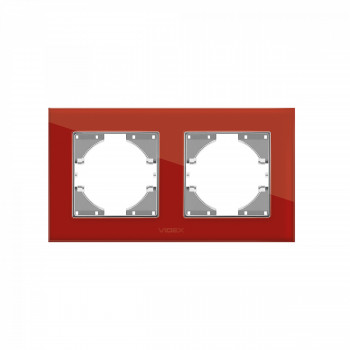 Frame red glass 2 gang horizontal VIDEX BINERA VF-BNFRG2H-RD
