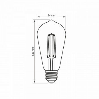 LED Bulb VIDEX-E27-ST64-6W-FIL-DIM-AMBER-WW