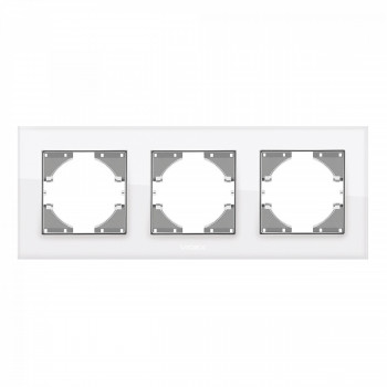 Frame white glass 3 gang horizontal VIDEX BINERA VF-BNFRG3H-W