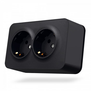 IP20 Double schuko socket, surface mounting, black graphite VIDEX BINERA VF-BNS22G-BG