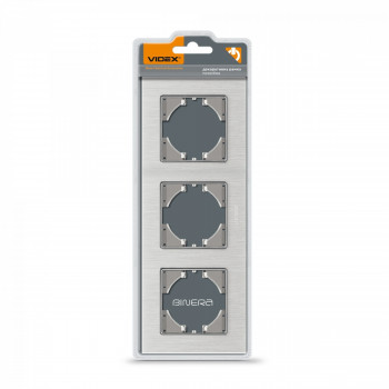 Frame silver aluminum 3 gang horizontal VIDEX BINERA VF-BNFRA3H-SL