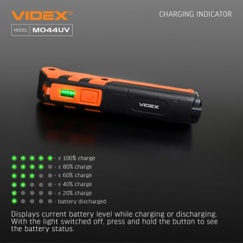 Multipurpose Rechargeable LED Flashlight (switching between Red and UV light) VIDEX VLF-M044UV