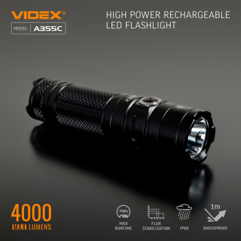 LED Portable Flashlight VIDEX VLF-A355C 4000Lm 5000K