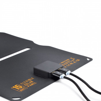 Portable solar charger VIDEX VSO-F515UU 15W, panel Mono+ETFE (2 USB ports), size 252x165x28mm (opened size 252x495x19mm), IP68, weight 450g