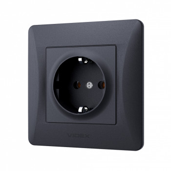 Socket single Schuko/French black graphite VIDEX BINERA VF-BNSK1G-BG