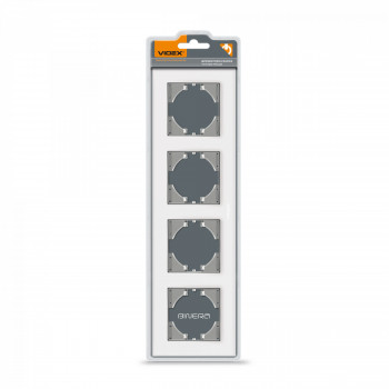 Frame white glass 4 gang horizontal VIDEX BINERA VF-BNFRG4H-W