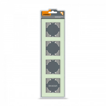 Frame green glass 4 gang horizontal VIDEX BINERA VF-BNFRG4H-GR