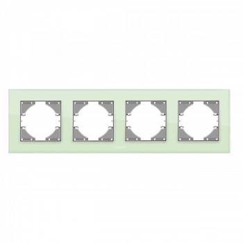 Frame green glass 4 gang horizontal VIDEX BINERA VF-BNFRG4H-GR
