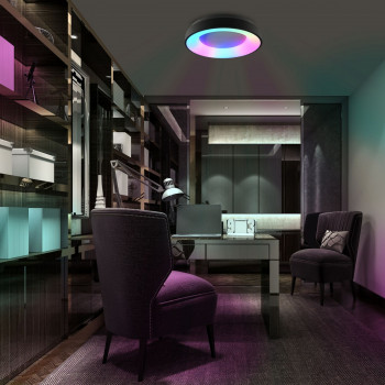 LED DIMMABLE PENDANT LUMINAIRE WITH REMOTE CONTROL VIDEX LED-EDGE-RC-RGB-72W-BLACK VLE-ERC-RGB-72B