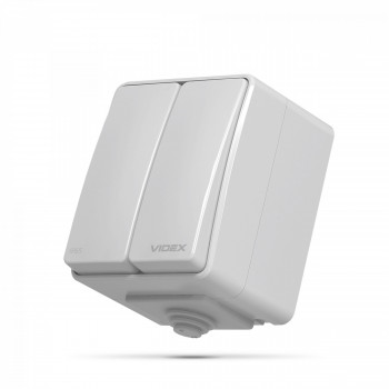 IP65 Switch 2gang 1 way, surface mounting, Gray VIDEX BINERA VF-BNW12-G