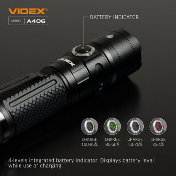 LED Portable Flashlight VIDEX VLF-A406 4000Lm 6500K