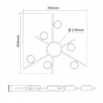 Ceiling spotlight luminaire VIDEX for 6xGX53 lamp with backlight VL-SPF22B-BB